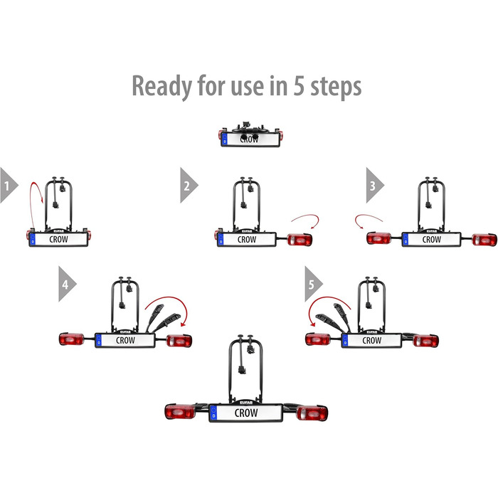 Велосипедний багажник EUFAB CROW BASIC для 2 велосипедів (E-bike), чорний, для фаркопу