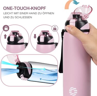 Дитяча термос-бутилка FJbottle 800 мл, нержавіюча сталь, рожевий, BPA-Free, герметична, для води та газованих напоїв, для школи, спорту, фітнесу, велосипеда