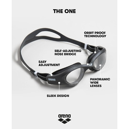 Окуляри для плавання Arena The One Anti-Fog, унісекс, для дорослих, широкі лінзи, захист від УФ, саморегулюючий носовий місток, герметичні ущільнення (блакитний колір)
