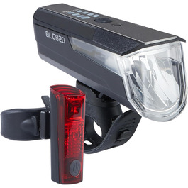Комплект велосипедних LED фар Büchel BLC 720, 80 Люкс, StVZO, переднє і заднє світло з індикатором гальмування, акумуляторні, до 14 годин роботи, зарядка Micro-USB, преміум якість