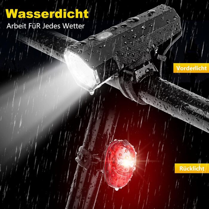 Набір велосипедних ліхтарів LED, STVZO, водонепроникні, USB-зарядка, передній та задній ліхтарі