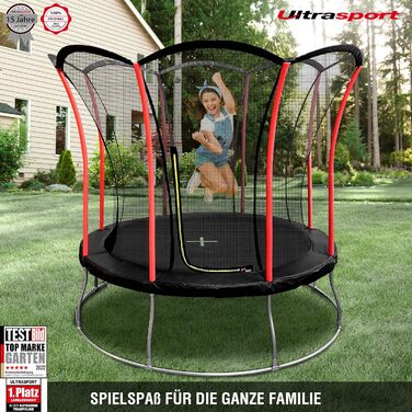 Батут Ultrasport Uni-Jump 305 см з захисною сіткою для дітей, сертифікований TÜV Rheinland, комплект: мат, оцинковані пружини, м'які стійки, Lotus