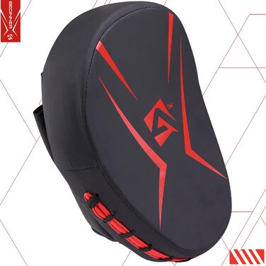 Боксерські лапи AQF з натуральної шкіри, вигнуті, червоні, для кікбоксингу, муай-тай, ММА, карате, тренувальні пади для ударів