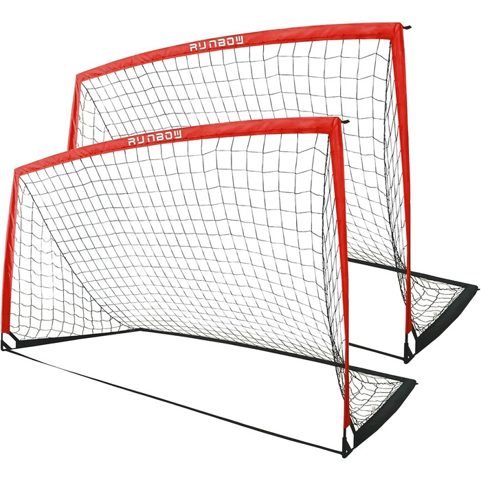 Ворота для футболу RUNBOW для дітей, портативні, для двору, дитячі тренування, з сумкою для перенесення, 2.7 x 1.5 м (Червоні, 274 x 152 см, 2 шт.)