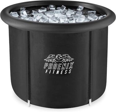 Ванна для холодної терапії Phoenix Fitness 420 л з кришкою, переносна льодяна купіль для спортсменів, чоловіків і жінок, чорна, для дому та вулиці