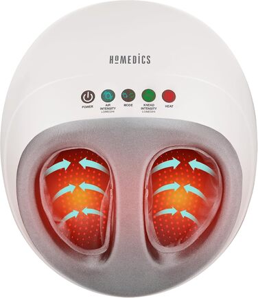 HoMedics Шиацу масажер для ніг з підігрівом, функцією розминання та повітряною компресією, для зняття болю при плантарному фасціїті, антивтомний, 3 рівні інтенсивності