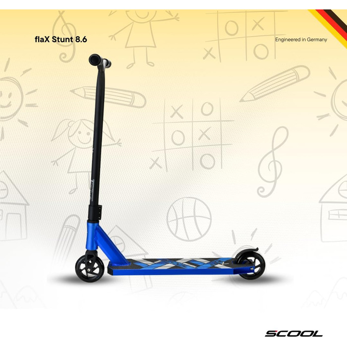 S'COOL Скутер для фристайлу – дитячий стент-скутер для дітей та підлітків від 6 років (Blue)