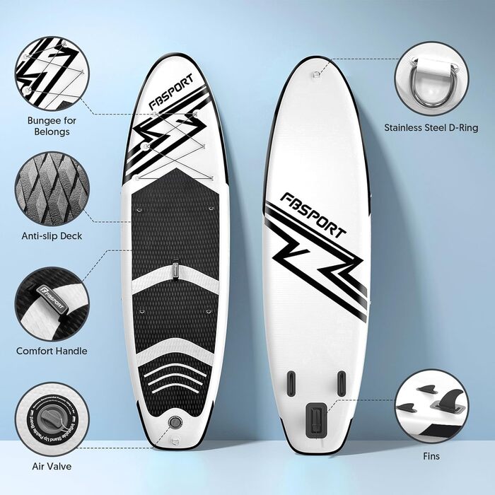 SUP дошка надувна FBSPORT, комплект для Stand Up Paddling 15 см, з регульованим алюмінієвим веслом та насосом