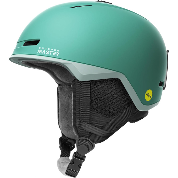 Лижний шолом OutdoorMaster MIPS для чоловіків та жінок, сноубордичний шолом з вентиляцією, полікарбонатна та EPS-основа, індивідуальна посадка, м'ятний, розмір S