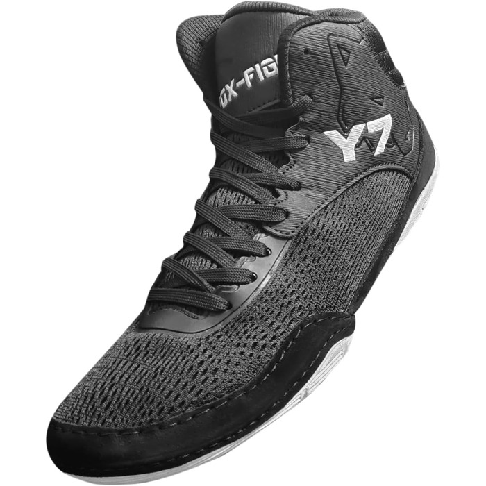 FOX-FIGHT Y7 Боксерські/Залкові Кросівки для Занять Фітнесом та Бойовими Мистецтвами | Зроблено з Нубуку | Чорно-Білі | 46 EU