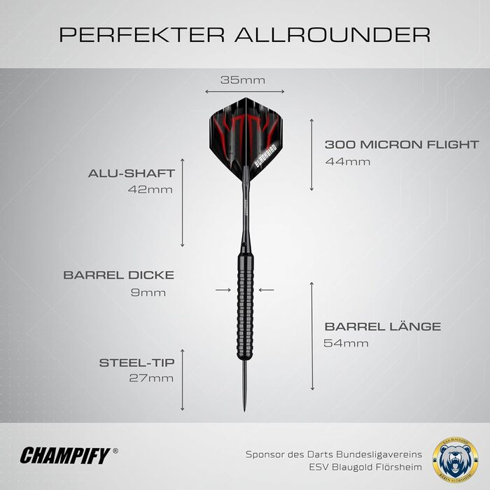 Набір дротиків сталеві Brass 23g з 6 шафтами та пір'ями - професійні дротики для гри