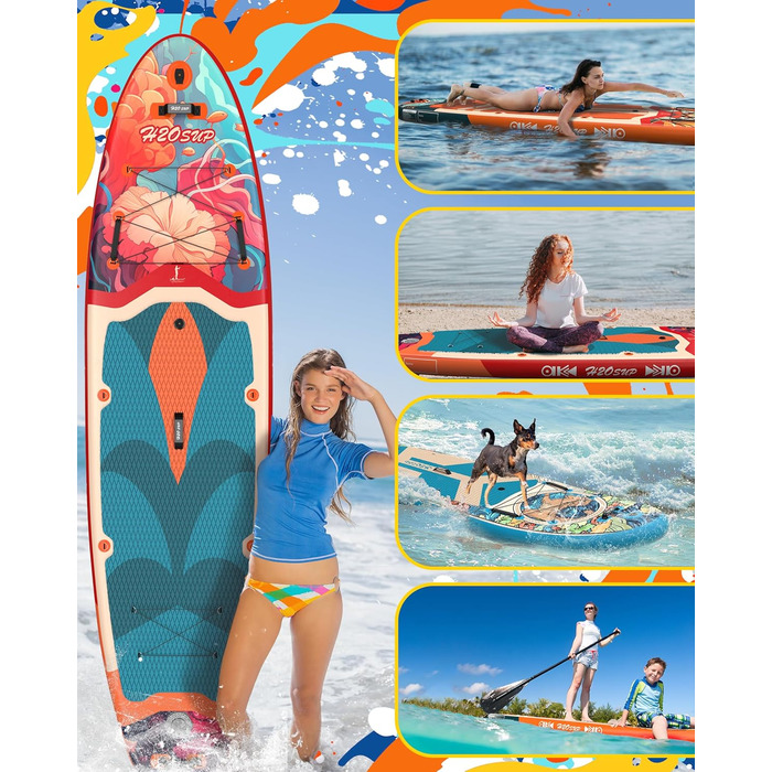 Надувний SUP дошка H2OSUP Stand Up Paddling Board - широка, з аксесуарами, для всіх рівнів, червона