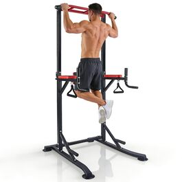 Багатофункціональний турнік Power Tower: станція для підтягувань та віджимань (Dip Station) з регульованою висотою для силових тренувань вдома, червоний