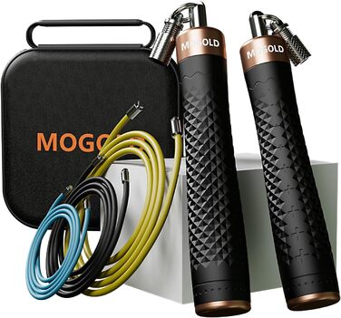 Набір скакалок з обтяженням, 3 PVC-кабелі, 299,7 см, нековзні ручки з швидким закриттям, сумка для перенесення, чорно-червоний/Подорож, однотонний (Getaway Solids)