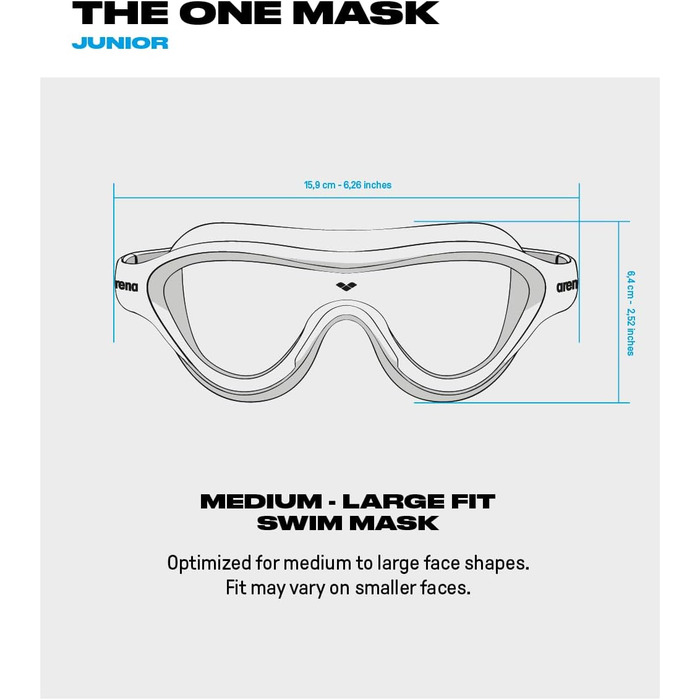 Маска для плавання ARENA The One Jr (Unisex) – Синя/Водна/Фіолетова, Розмір універсальний