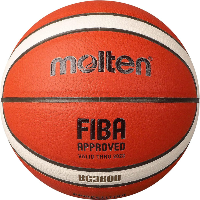 Баскетбольний м'яч Molten BG3800, FIBA, композитна шкіра, для залу, помаранчевий/слонова кістка