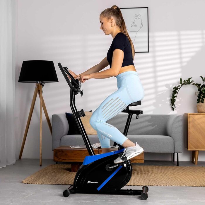 Велотренажер Hop-Sport Onyx для дому з комп'ютером, пульсометром, 8 рівнями навантаження, маховик 7 кг, до 120 кг