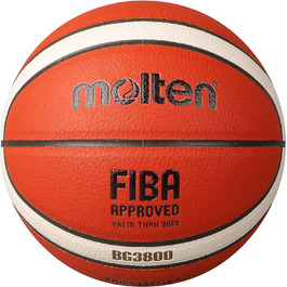 Баскетбольний м'яч Molten BG3800, FIBA, композитна шкіра, для залу, помаранчевий/слонова кістка