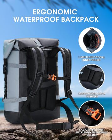 Водонепроникний рюкзак IDRYBAG 55L/35L для подорожей, каякінгу, SUP та плавання