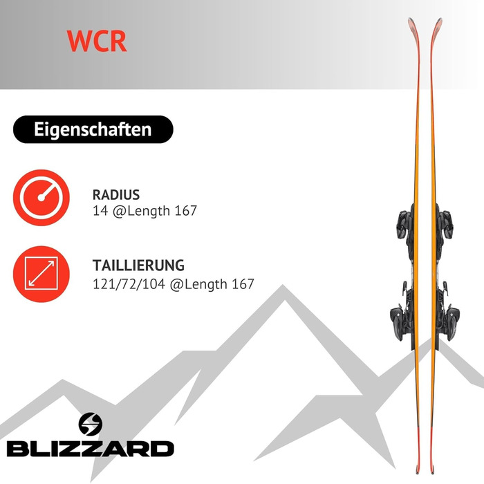 Лижі гірськолижні Blizzard WCR - повний камбер та рокер - з кріпленнями TLT10 Demo Z3-10 - для досвідчених та хороших лижників - слаломні лижі для підготовлених трас 153 см