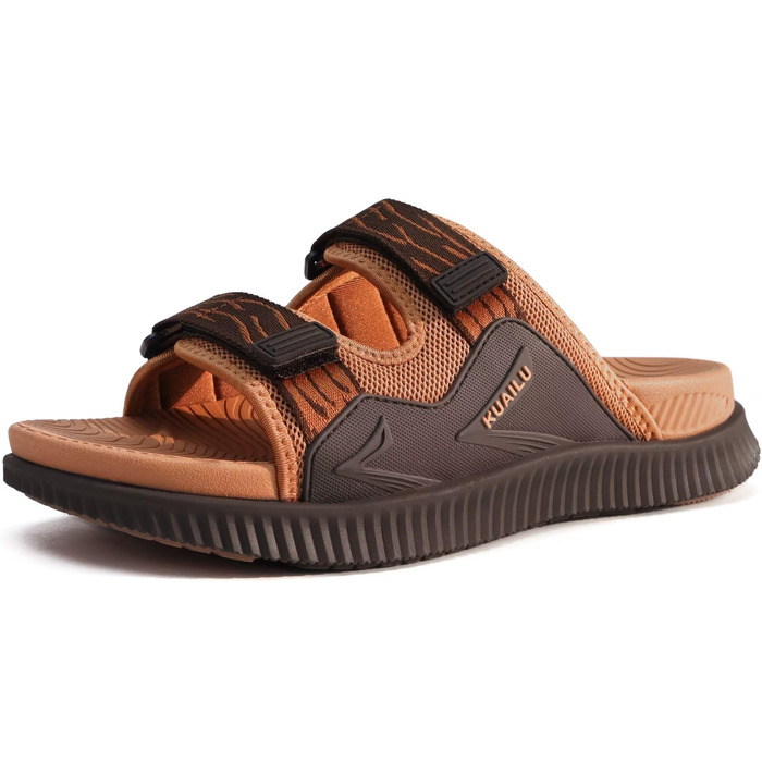 Чоловічі спортивні сандалі KuaiLu з м'якою устілкою, липучкою, літні відкриті шльопанці, колір - засмагалий, розмір 44 EU