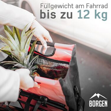 Сумка для велосипеда Borgen 23 л з ізотермічним вкладишем, на багажник, червона, універсальна