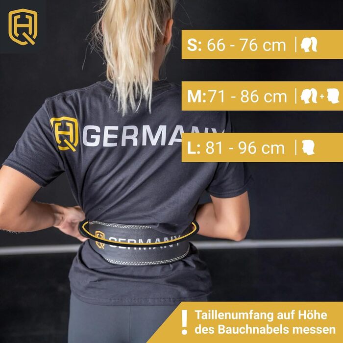 Пояс для важкої атлетики HQ Germany S/M/L, 100% шкіра, сталь, 7мм