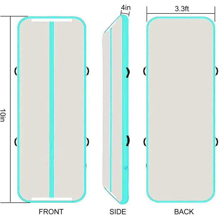 JOYTALENT Надувний гімнастичний мат Air Matte Track, 3 м, висота 10 см, з насосом для занять гімнастикою, акробатикою, йогою вдома, на вулиці або в залі. Розмір: 300 x 100 x 10 см, колір: зелений