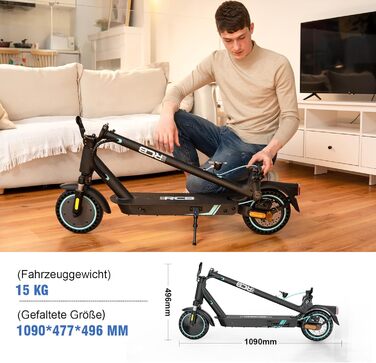 Електросамокат RCB EV85F з допуском до дороги, 8,5 дюймів, 400 Вт, складаний, керування через додаток, 20 км/год, подвійний амортизатор, максимальне навантаження 120 кг