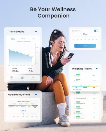 Розумна вага RENPHO Chroma для аналізу жиру, Bluetooth, 180 кг, з підсвіткою, біла, заряджається, ITO-покриття