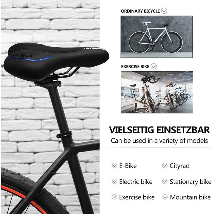 Велосипедне сідло з гелевою вставкою, ергономічне, амортизоване, дихаюче, для BMX/шосе/MTB (Блакитне)