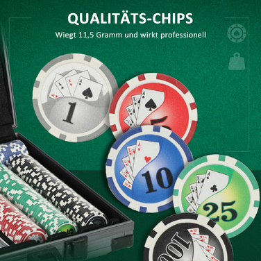 Набір для покеру SPORTNOW Poker Case, повний набір для покеру 400 фішок, 11,5 грам, 2 колоди карт, 5 кубиків, дилерський диск, ігровий килимок, алюмінієвий кейс | Аосом