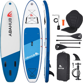 Надувна SUP-дошка Abahub 320x78x15 см з алюмінієвим веслом, сидінням для каяка, для сапбордингу, каякінгу, каное, риболовлі, синя/зелена/помаранчева/червона