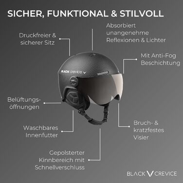Гірськолижний шолом Black Crevice Arlberg з 2 візорами, розмір S (51-54 см), карбон, біло-синій