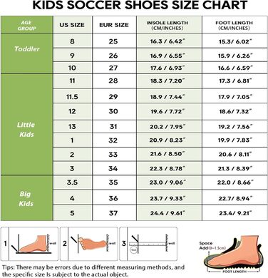 Дитячі футбольні бутси JABASIC для твердого поля, шипові, для хлопчиків та дівчаток (25 EU, Фуксія Чорний)