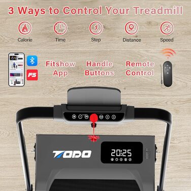 Біговий тренажер для дому з 3 рівнями нахилу, Walking Pad з APP, 2 в 1 складаний біговий тренажер до 12 км/год, під стіл, LED-дисплей та пульт керування, сірий