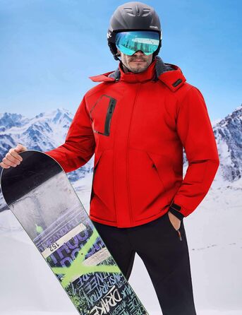 Чоловіча водонепроникна лижна куртка WUFU, тепла зимова модель, захист від вітру та снігу, червона (Getaway Solids)