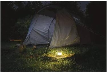 LED кемпінговий ліхтар EMOS - багатофункціональний, портативний, 3 режими, 215 лм, 305 м, 90 годин, на батарейках (3x AA), для відпочинку на природі, чорно-жовтий