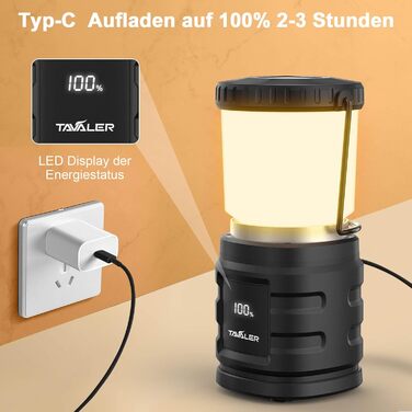 Ліхтар кемпінговий Tavaler 8000 mAh з USB-C, LED, водонепроникний IP65, Power Bank, для туризму та відпочинку на природі