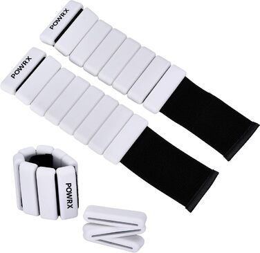 Ваги для зап'ястя PowrX для чоловіків: високоякісний силікон, нержавіюча сталь, зручні, легкі у чищенні, антибактеріальні, для фітнесу, тренувань, подорожей - Білий