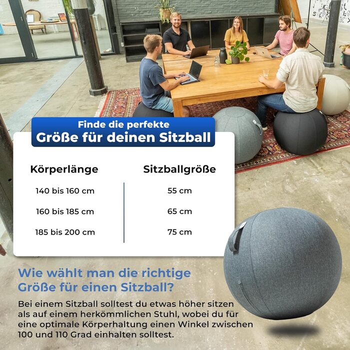 Фітбол для офісу та дому Ergonomisch - Ергономічне крісло-фітбол, 65 см, сірий