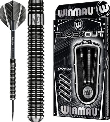 Професійні дротики WINMAU Blackout з вольфраму зі сталевим вістрям, з крилами та хвостовиками для дартсу