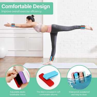 Гантелі на зап'ястя та щиколотки Kasanni 2 шт. (по 0,5 кг) для ніг та рук, Pilates, йога, танці, біг, плавання