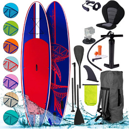 Надувна SUP дошка BRAST Shark 300-320 см, комплект: 2-в-1 весло, сидіння для каяка, тримач для екшн-камери, насос, рюкзак, 5 років гарантії