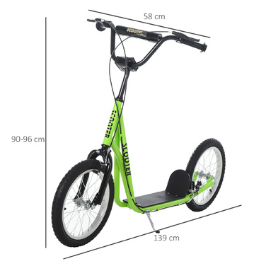 Дитячий самокат HOMCOM, Kick Scooter, Міський самокат, Kickscooter, Самокат Kids, Кікборд з пневматичними шинами, Ручне гальмо, Самокат Kids, від 5 років| Аосом