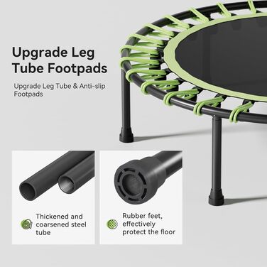 Міні-батут для дорослих, 101,6 см, без поручнів, для фітнесу, зелений