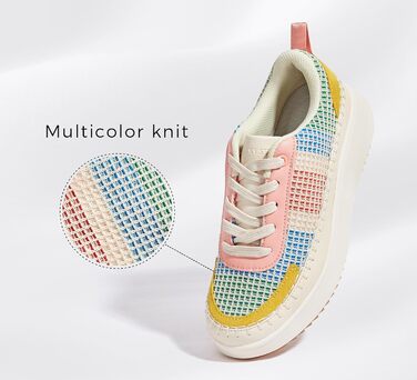 Кросівки жіночі Lucky Step на платформі з камінням, рожево-жовті, повсякденні, 39 EU