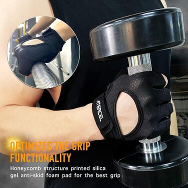 Фитнес рукавички ATERCEL для їзди на велосипеді, тренувань, фітнесу. Дихаючі рукавички для чоловіків та жінок, чорний, розмір L