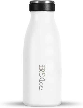 Дитяча термос пляшка з нержавіючої сталі 720°DGREE milkyBottle 350 мл, біла, BPA-free, для газованої води, школи та спорту