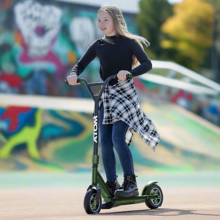 Двоколісний трюковий самокат ATOM Dirt Rider Roller для бездоріжжя, максимальне навантаження 100 кг, для дорослих і підлітків від 6 років